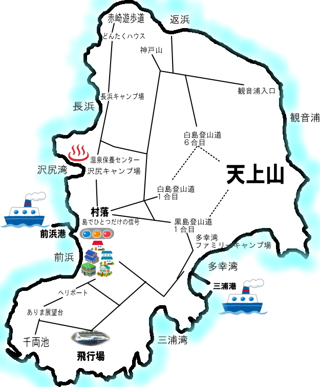 神津島の位置関係マップ